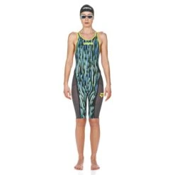 Combinaison De Natation Femme Arena Carbon Ultra Edition 2018 Dos Ouvert Blue Drops Fluo/ Yellow -Maillots Bain Boutique 001660765 006 2 1