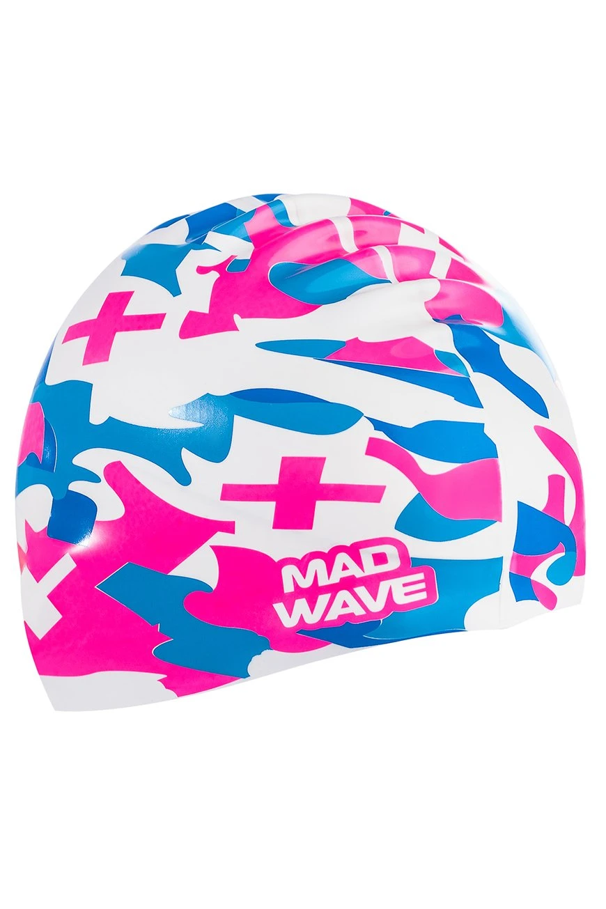 Bonnet Silicone De Natation Madwave CAMOUFLAGE Blanc