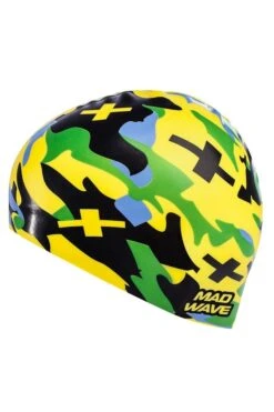 Bonnet Silicone De Natation Madwave CAMOUFLAGE Jaune -Maillots Bain Boutique mad wave silikon yetiskin yuzucu bonesi m0550 07 0 86w 0936599304204784